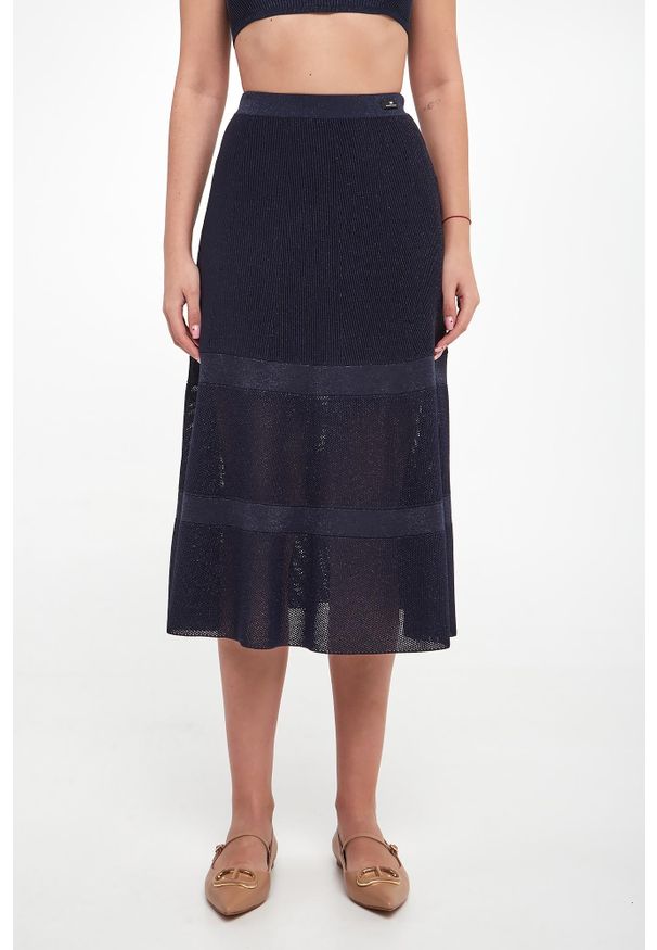 Elisabetta Franchi - Spódnica błyszcząca midi ELISABETTA FRANCHI