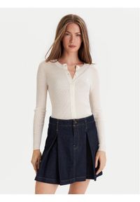 Lacoste Kardigan AF4141 Écru Slim Fit. Materiał: wełna