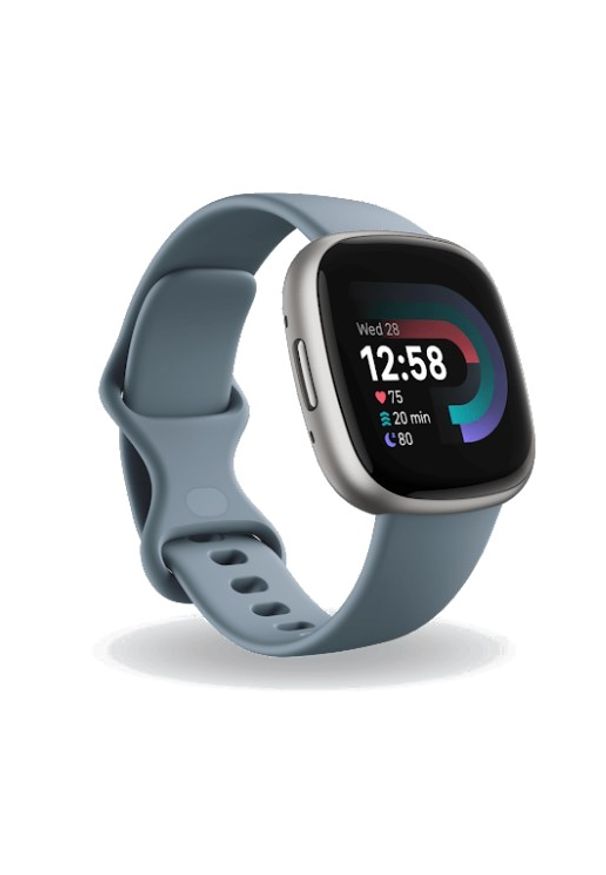 Zegarek sportowy Fitbit by Google Versa 4 niebiesko-platynowy. Rodzaj zegarka: smartwatch. Kolor: niebieski, wielokolorowy, szary. Styl: sportowy