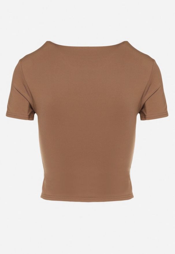 Born2be - Brązowy T-shirt Krótki z Wiskozą Eframera. Okazja: na co dzień. Kolor: brązowy. Materiał: wiskoza. Długość: krótkie. Styl: sportowy, casual