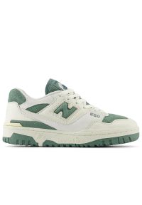 Buty damskie New Balance BBW550PE - biało-zielone. Okazja: na co dzień. Kolor: zielony, biały, wielokolorowy. Materiał: materiał, skóra, syntetyk. Szerokość cholewki: normalna