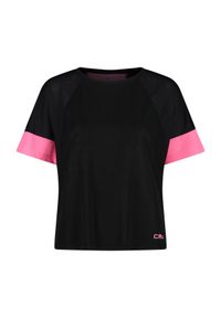 Koszulka damska CMP. Kolor: różowy, wielokolorowy, czarny. Materiał: materiał, tkanina. Sport: turystyka piesza #1