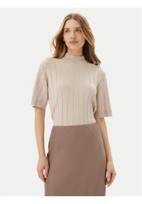 Bruuns Bazaar Sweter Anemones BBW4521 Beżowy Regular Fit. Kolor: beżowy. Materiał: wiskoza