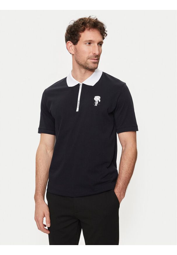 Karl Lagerfeld - KARL LAGERFELD Polo 745025 542224 Granatowy Regular Fit. Typ kołnierza: polo. Kolor: niebieski. Materiał: bawełna