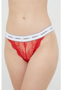 Guess brazyliany kolor czerwony z koronki. Kolor: czerwony. Materiał: koronka. Wzór: koronka