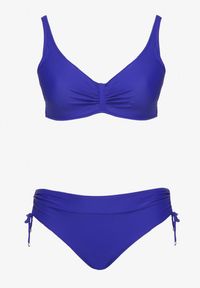 Born2be - Granatowe Bikini Biustonosz z Marszczeniem i Majtki Figi ze Ściągaczami Sarimine. Kolekcja: plus size. Kolor: niebieski. Materiał: jeans #3