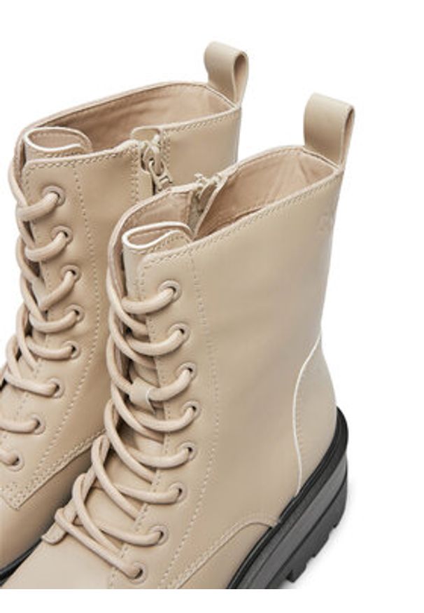 Calvin Klein Jeans Trapery Flatform YW0YW01535 Beżowy. Kolor: beżowy. Materiał: skóra