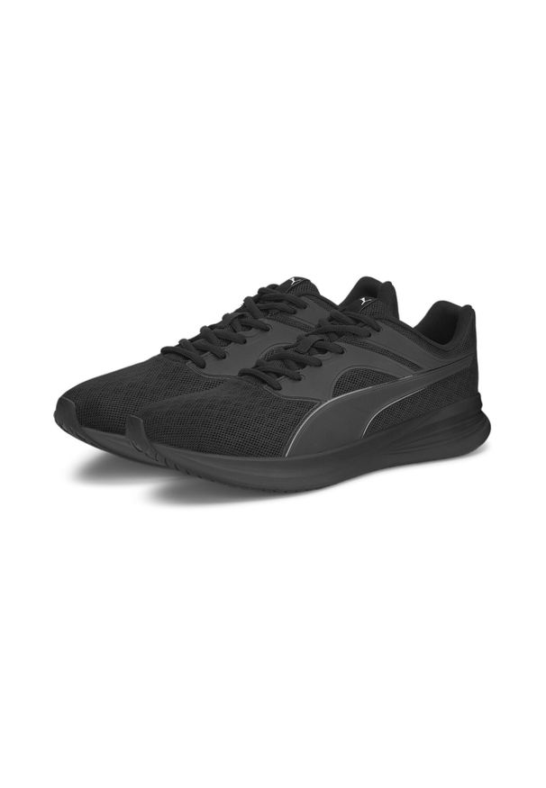 Buty męskie Puma Transport. Zapięcie: sznurówki. Kolor: czarny. Materiał: materiał, tkanina. Szerokość cholewki: normalna. Sport: turystyka piesza