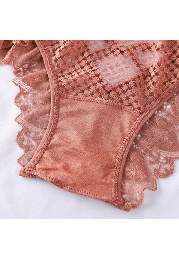 Intica - Majtki koronkowe z wysokim stanem modelujące sylwetkę Hiema. Stan: podwyższony. Kolor: niebieski. Materiał: koronka. Wzór: koronka