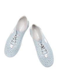 Półbuty damskie Rieker, ażurowa cholewka sznurowane lekka podeszwa wygodny codzienny fason, niebieskie, 43656-12. Okazja: na co dzień. Zapięcie: sznurówki. Kolor: niebieski. Materiał: jeans. Szerokość cholewki: normalna. Wzór: ażurowy. Styl: casual #2