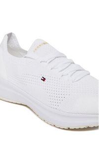 TOMMY HILFIGER - Tommy Hilfiger Sneakersy Th Knit Runner FW0FW08813 Biały. Kolor: biały. Materiał: materiał #6