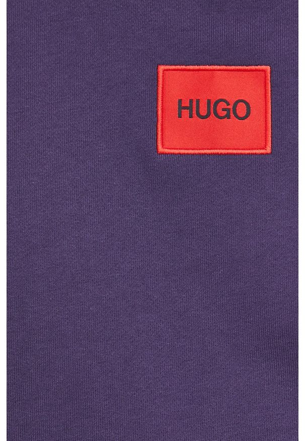 Hugo Bluza bawełniana męska kolor brązowy gładka. Okazja: na co dzień. Kolor: fioletowy. Materiał: bawełna. Wzór: gładki. Styl: casual
