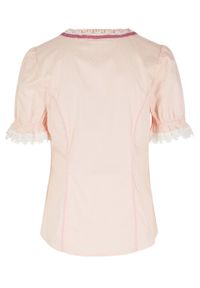 Bluzka w ludowym stylu bonprix pastelowy jasnoróżowy w kropki. Kolor: różowy. Materiał: bawełna. Wzór: kropki #7