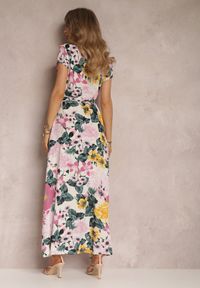 Renee - Biało-Różowa Sukienka Oiva. Kolor: różowy. Materiał: tkanina. Sezon: wiosna, lato #4
