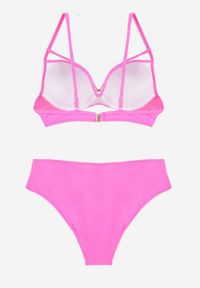 Born2be - Różowe Bikini Majtki Figi i Biustonosz z Paskami i Perłową Aplikacją Cahresha. Kolor: różowy. Wzór: aplikacja #5