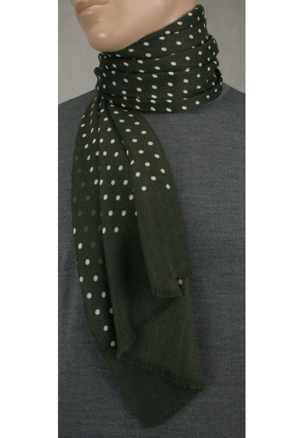 V. Fraas - Modny szalik V.Fraas - Khaki w Białe Groszki. Kolor: wielokolorowy, brązowy, biały. Wzór: grochy. Styl: elegancki