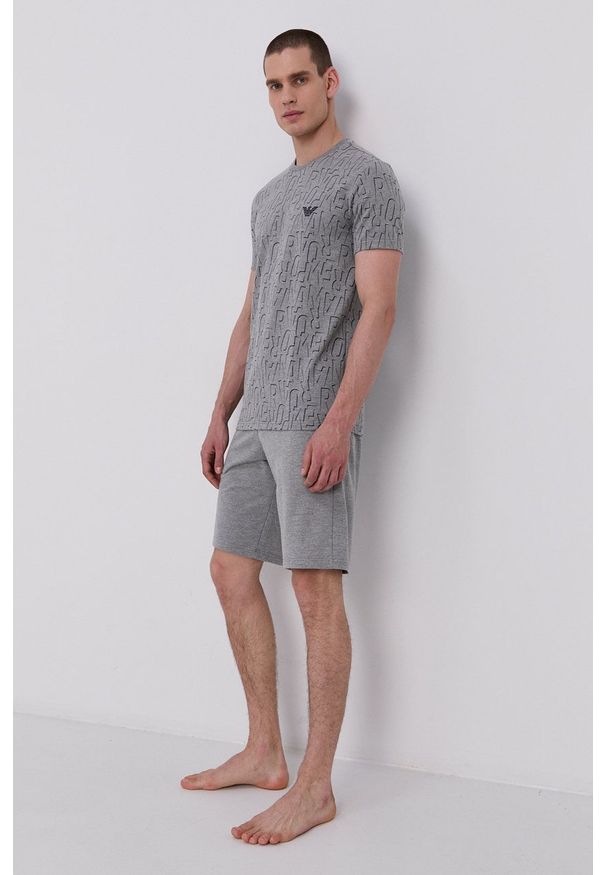 Emporio Armani Underwear - Emporio Armani - T-shirt piżamowy. Kolor: szary. Materiał: dzianina