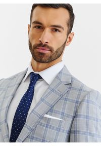 Pako Lorente - PAKO LORENTE – Szara marynarka garniturowa w niebiesko-białą kratę. Kolor: szary, biały, niebieski, wielokolorowy. Materiał: wiskoza. Sezon: wiosna, lato #5