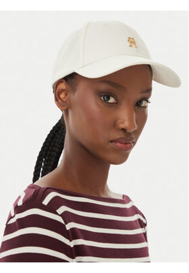 TOMMY HILFIGER - Tommy Hilfiger Czapka z daszkiem Th Elevated Chic Cap AW0AW17631 Biały. Kolor: biały. Materiał: bawełna