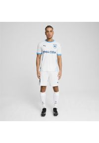 Puma - Młodzieżowa koszulka domowa Olympique Marsylia 24/25 PUMA White Bleu Azur Blue. Kolor: biały, niebieski, wielokolorowy