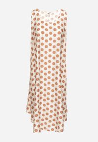 Born2be - Beżowa Sukienka o Pudełkowym Kroju Bez Rękawów w Kropki Fevasine. Okazja: na co dzień. Kolor: beżowy. Długość rękawa: bez rękawów. Wzór: kropki. Styl: klasyczny, casual, elegancki #4