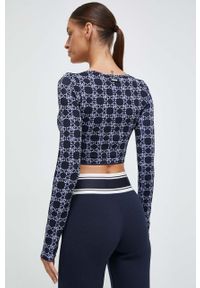Guess longsleeve damski kolor granatowy. Typ kołnierza: dekolt w karo. Kolor: niebieski. Materiał: dzianina. Długość rękawa: długi rękaw #6