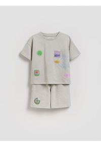 Reserved - Bawełniany komplet - jasnoszary. Kolor: szary. Materiał: bawełna #1
