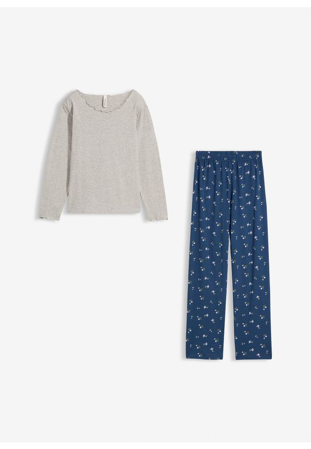 bonprix - Piżama z miękkiej bawełny. Kolor: szary. Materiał: bawełna