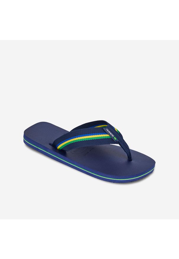 Japonki męskie Havaianas Urban Brasil. Okazja: na plażę. Kolor: niebieski. Materiał: guma, bawełna. Wzór: paski. Sezon: lato