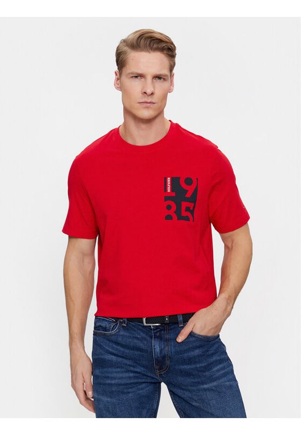 TOMMY HILFIGER - Tommy Hilfiger T-Shirt MW0MW32607 Czerwony Regular Fit. Kolor: czerwony. Materiał: bawełna