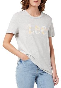 Lee - LEE SLIM LOGO TEE DAMSKA KOSZULKA Z NADRUKIEM LOGO T-SHIRT SHARP GREY MELE L43KEH03 112109660. Wzór: nadruk