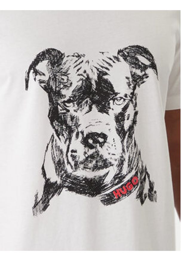 Hugo - HUGO T-Shirt Dubrox 50553779 Écru Regular Fit. Kolor: kremowy. Materiał: bawełna