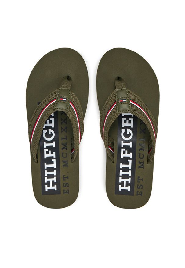 TOMMY HILFIGER - Tommy Hilfiger Japonki Corporate Hilfiger Beach FM0FM05436 Czerwony. Kolor: brązowy. Materiał: materiał