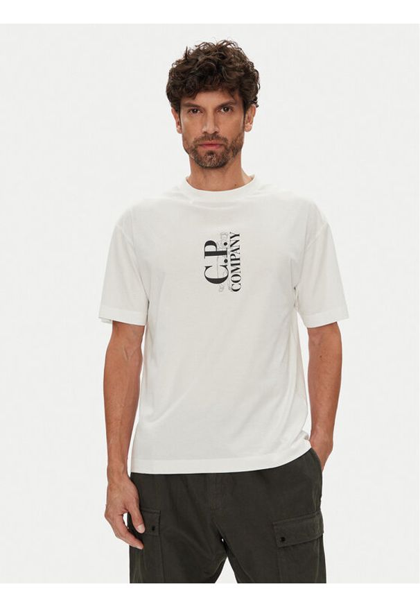 C.P. Company T-Shirt 19CMTS092A005100W Écru Regular Fit. Materiał: bawełna