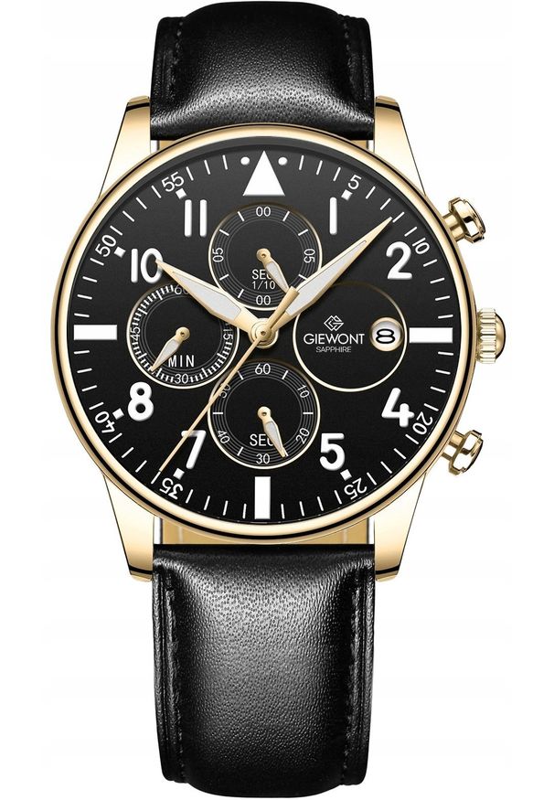 Zegarek Giewont Zegarek Męski Chronograph Sapphire Czarno Złoty GW5630-A4. Kolor: złoty, wielokolorowy, czarny