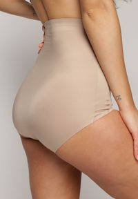 Born2be - Beżowe Modelujące Majtki z Wysokim Stanem i Wstawkami z Siateczki Gabrielina. Stan: podwyższony. Kolor: beżowy #3