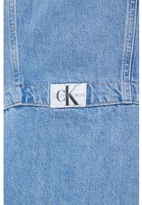 Calvin Klein Jeans sukienka jeansowa kolor niebieski mini dopasowana. Kolor: niebieski. Materiał: denim. Długość rękawa: na ramiączkach. Wzór: aplikacja. Długość: mini #3