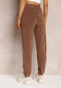 Renee - Brązowe Bawełniane Spodnie Dresowe z Gumką w Pasie Amoxa. Kolor: brązowy. Materiał: dresówka, bawełna. Sezon: jesień, zima #5