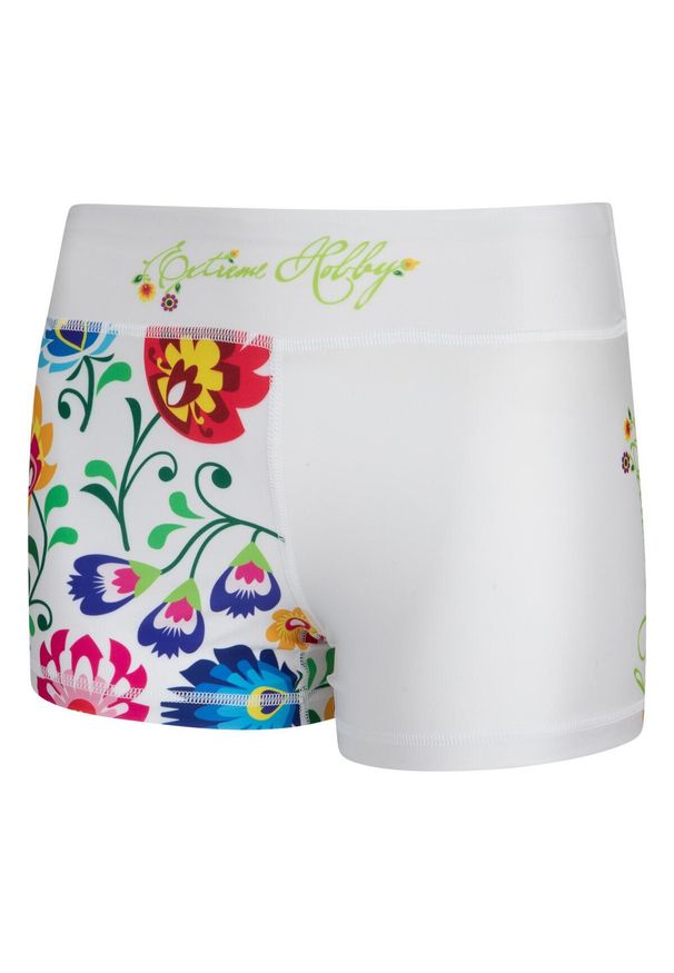 Spdenki sportowe damskie do jogi fitnessu EXTREME HOBBY FOLK 2. Kolor: biały. Materiał: poliester, elastan. Długość: krótkie. Sport: fitness, joga i pilates