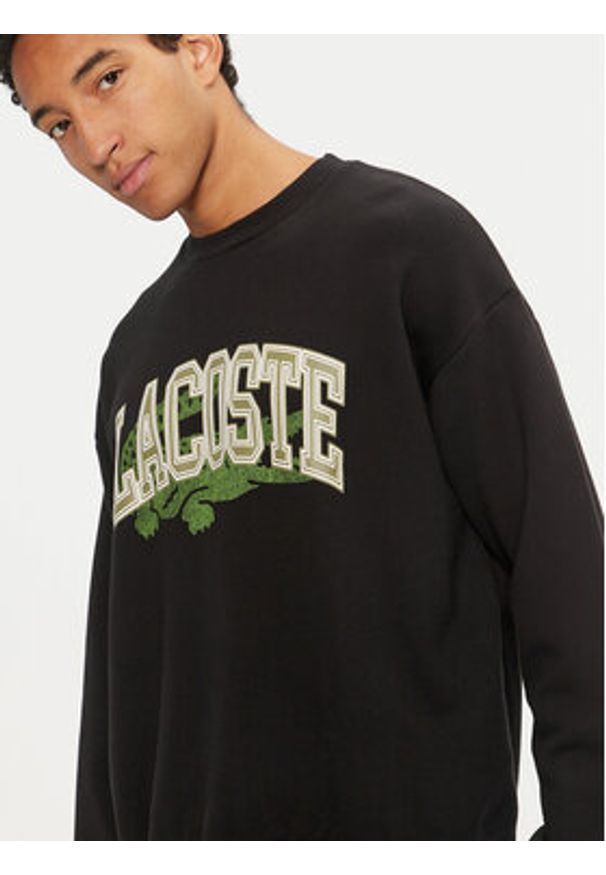 Lacoste Bluza SH2850 Czarny Loose Fit. Kolor: czarny. Materiał: bawełna