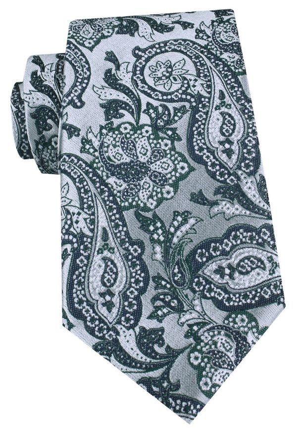 Męski Krawat - Chattier - Zimne Odcienie Zieleni i Srebra. Kolor: zielony. Materiał: tkanina. Styl: elegancki, klasyczny, wizytowy