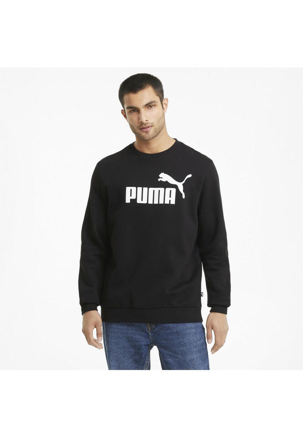 Bluza Puma Ess Big Logo Crew, Mężczyźni. Kolor: biały, wielokolorowy, czarny. Materiał: bawełna, materiał