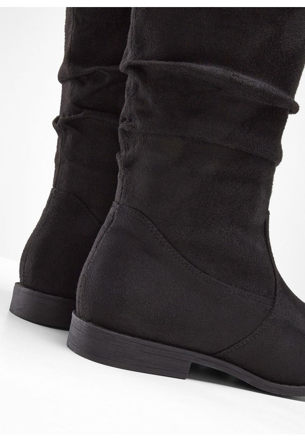 bonprix - Kozaki. Kolor: czarny. Materiał: materiał, poliester