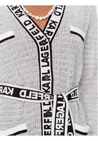 Karl Lagerfeld - KARL LAGERFELD Kardigan 235W2006 Szary Regular Fit. Typ kołnierza: dekolt w karo. Kolor: szary. Materiał: syntetyk #3