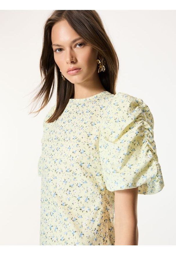 Reserved - Bawełniana sukienka mini - wielobarwny. Materiał: bawełna. Długość: mini