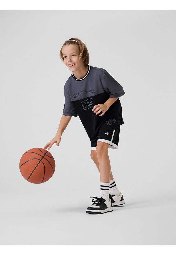 4f - 4F Koszulka sportowa szybkoschnąca chłopięca - czarna 134/140 (8-10 lat). Kolor: czarny. Sezon: lato