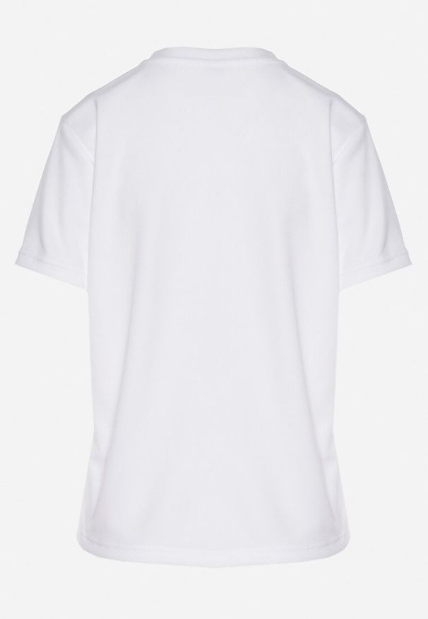 Born2be - Biały T-shirt z Ozdobnym Nadrukiem Palithiela. Okazja: na co dzień. Kolor: biały. Materiał: jeans. Wzór: nadruk. Styl: klasyczny, casual