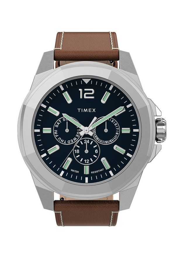 Timex zegarek TW2U42800 Essex Avenue Multifunction męski kolor brązowy. Kolor: brązowy. Materiał: skóra, materiał