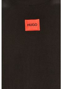 Hugo - HUGO bluza bawełniana męska kolor czarny. Kolor: czarny. Materiał: bawełna. Wzór: aplikacja #4