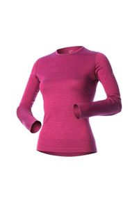 FJORK MERINO - Koszulka z długim rękawem damska 100% wełny merynosów - Bjork 210. Kolor: różowy. Materiał: wełna. Długość rękawa: długi rękaw. Długość: długie